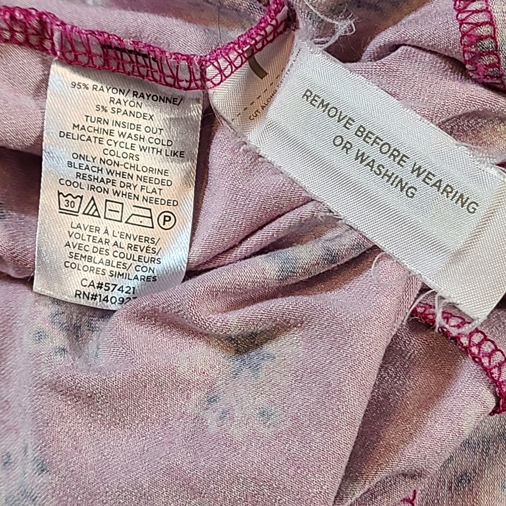 LOFT Hot Pink Floral V-Neck Midi Comfy Swing Dress EUC Plus Size 14 - Picture 6 of 10